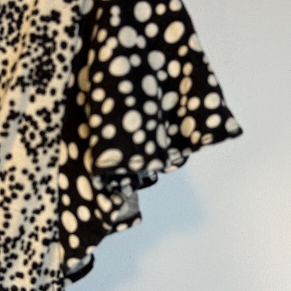Y2K Babydoll Top Women's Size M Anthropologie Baraschi Black Cream Polka Dots - Picture 4 of 7